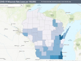 May 26 COVID-19 Wisconsin Cases Per 100,000 Residents Map
