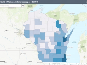 June 9 COVID-19 Wisconsin Cases Per 100,000 Residents Map