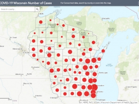 August 8th COVID-19 Wisconsin Case Map
