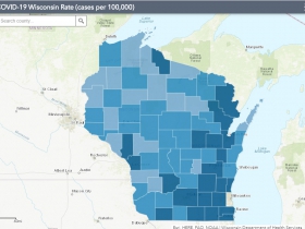 August 31st COVID-19 Wisconsin Cases Per 100,000 Residents Map
