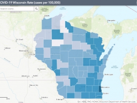 September 4th COVID-19 Wisconsin Cases Per 100,000 Residents Map