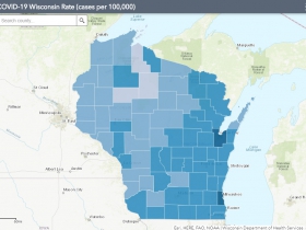 September 21st COVID-19 Wisconsin Cases Per 100,000 Residents Map