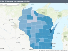 September 22nd COVID-19 Wisconsin Cases Per 100,000 Residents Map