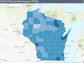 September 27th COVID-19 Wisconsin Cases Per 100,000 Residents Map