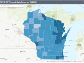 October 3rd COVID-19 Wisconsin Cases Per 100,000 Residents Map