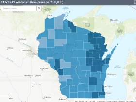 October 6th COVID-19 Wisconsin Cases Per 100,000 Residents Map