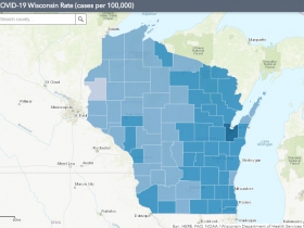 October 19th COVID-19 Wisconsin Cases Per 100,000 Residents Map