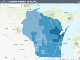 October 26th COVID-19 Wisconsin Cases Per 100,000 Residents Map