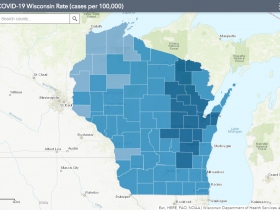 November 4th COVID-19 Wisconsin Cases Per 100,000 Residents Map