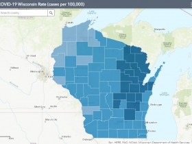November 5th COVID-19 Wisconsin Cases Per 100,000 Residents Map