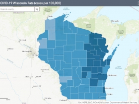 November 8th COVID-19 Wisconsin Cases Per 100,000 Residents Map
