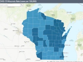 November 13th COVID-19 Wisconsin Cases Per 100,000 Residents Map