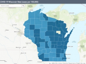 November 15th COVID-19 Wisconsin Cases Per 100,000 Residents Map