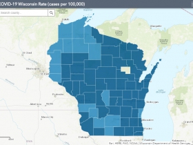 November 22nd COVID-19 Wisconsin Cases Per 100,000 Residents Map