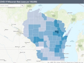 November 30th COVID-19 Wisconsin Cases Per 100,000 Residents Map