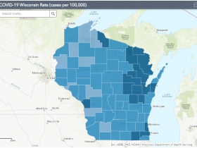 October 4th COVID-19 Wisconsin Cases Per 100,000 Residents Map
