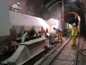 Unloading rock.