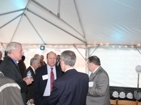 Mayor Barrett chats with party goers.
