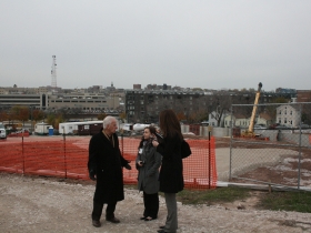 Carl Mueller chats with staff.