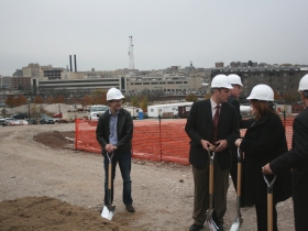 Chris Abele awaits the ceremonial groundbreaking.