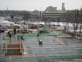 The crew from VJS continued working despite the cold.