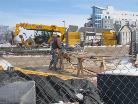 601 Lofts can be seen behind the construction.