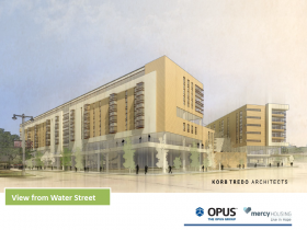 Park East Block 22 Redevelopment rendering view from Water Street.