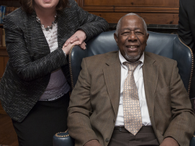 Vicki Martin and Hank Aaron