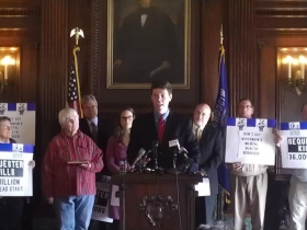 Robert Kraig Speaking at a Sequester Press Conference with Congressman Pocan.