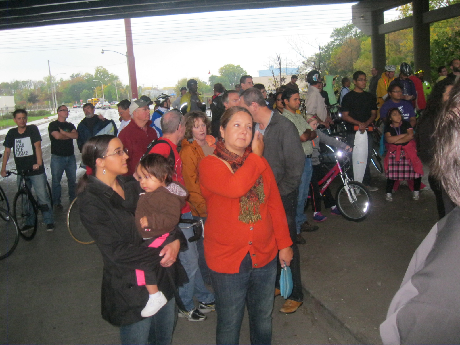 Cheryl Nenn is part of the crowd celebrating the opening of the trail.
