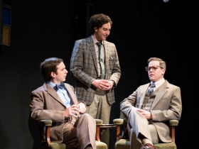 Trevor Rees (Francis Crick), Nick Narcisi (James Watson), & Neil Brookshire* (Maurice Wilkins)