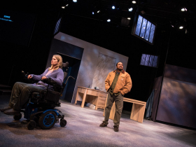 Regan Linton as Ani and Bryant Bentley as Eddie in Renaissance Theaterworks' Cost of Living.