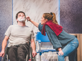 Jamie Rizzo as John and Valentina Fittipaldi as Jess in Renaissance Theaterworks' Cost of Living.