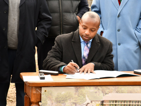 Mayor Cavalier Johnson Signs River Trail Commons Plan