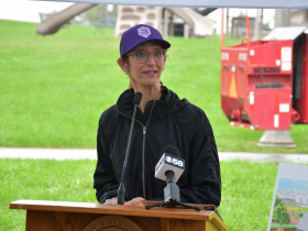 Laura Peck at Stella's Playground groundbreaking.