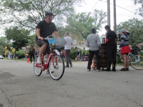 Dave Reid riding the B-Cycle.