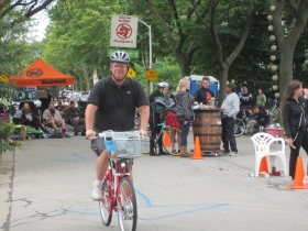 Dave Reid riding the B-Cycle.