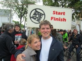 Allison Peterson and Jeramey Jannene at the RW24 Start / Finish Line.