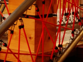 Bungee cord railing.