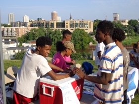Bottled water at $1 a pop is a popular item on a hot summer night.