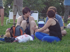 Hanging out on the lawn at Kadish Park.