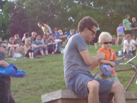 A future performer practices his licks.