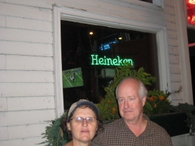 Husband and wife duo Shawnette Smart and Steve Johnson in front of their tavern.