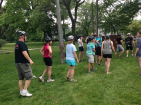 Waiting at the last bonus checkpoint of the Riverwest 24.
