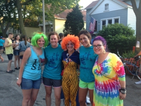 Colorful crowd.