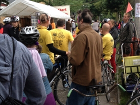Waiting at the finish line.