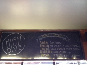 High Dive Nightly Specials