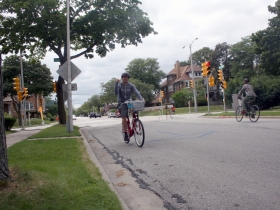 Chris Socha taking the B-Cycle for a lap.