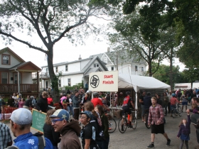 Near the end of the race.