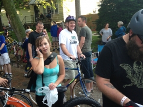 Mayor Barrett prepares to ride a lap.